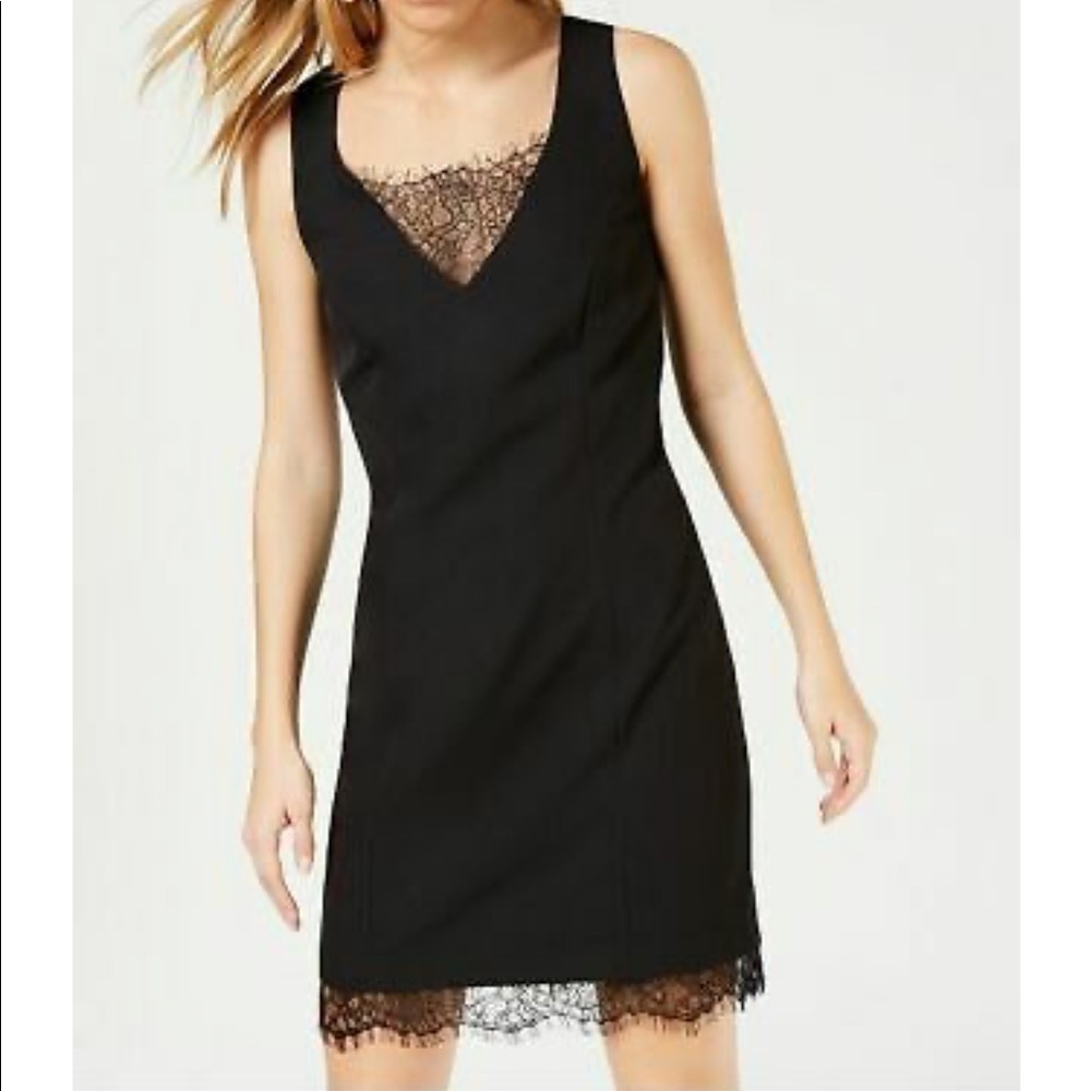 Bar III Black Lace Trim Mini Dress